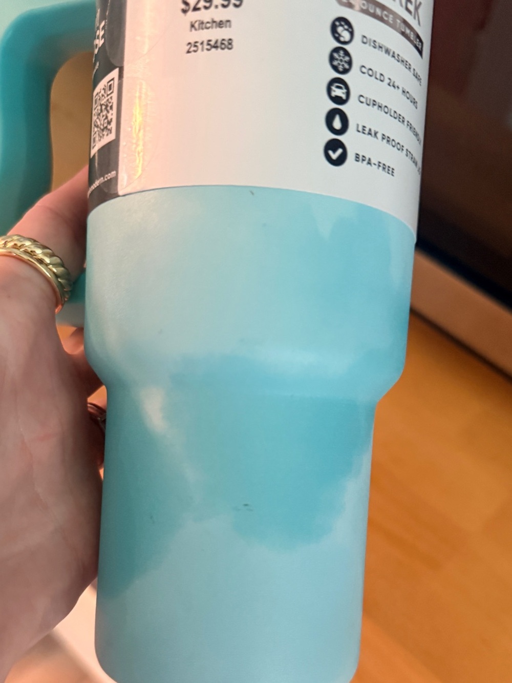 Simple Modern tie-dye teal and white “the trek” 24oz tumbler - Picture 3 of 7